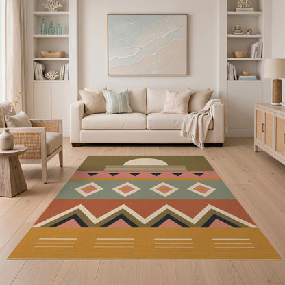 Southwestern Geometric Sun Area Rug