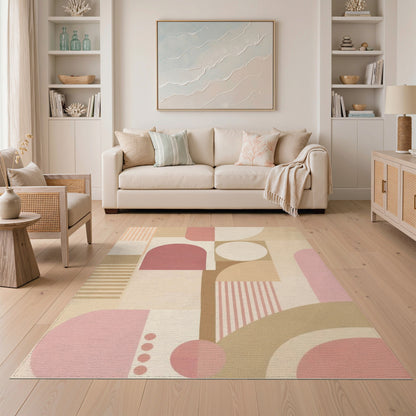 Geometric Modern Blush Pink Geometric Area Rug