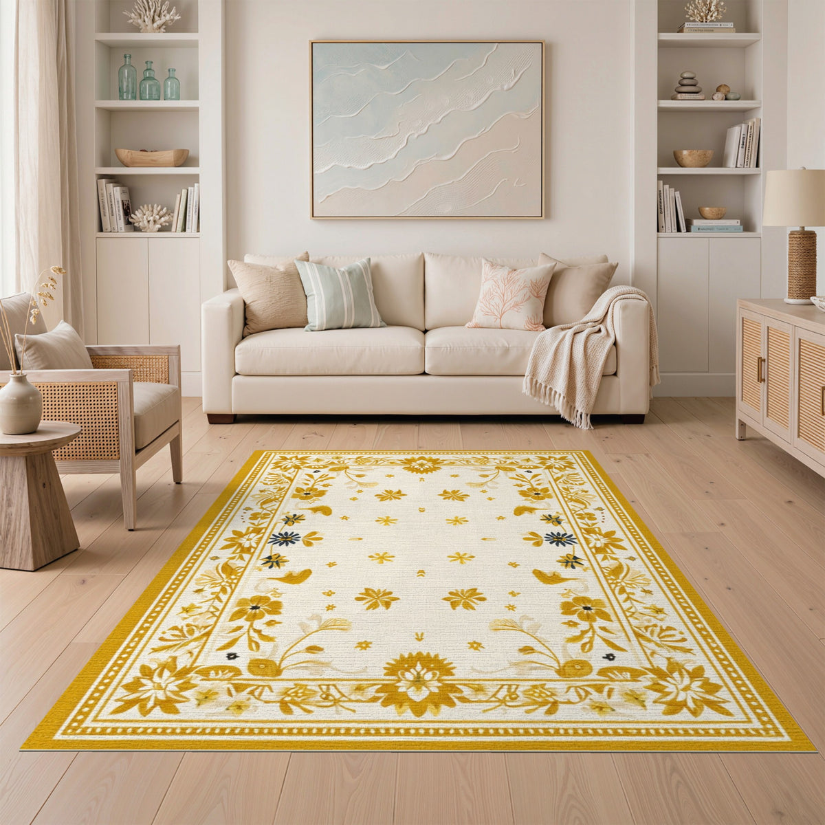 Yellow Floral Vintage No. 12 Area Rug