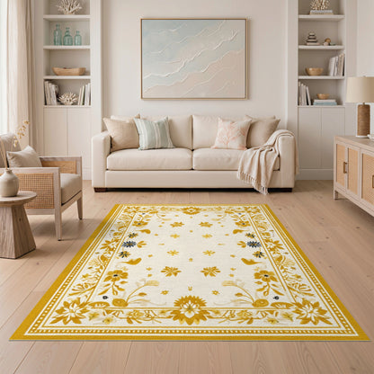 Yellow Floral Vintage No. 12 Area Rug