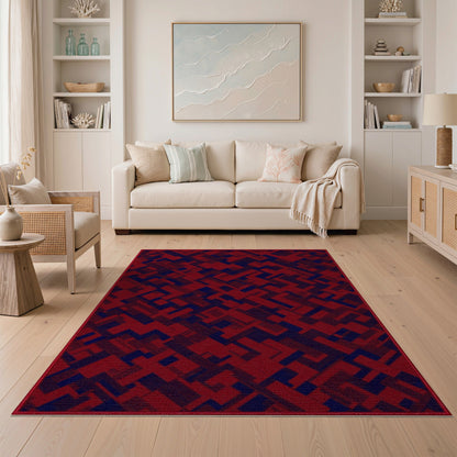 Red Geometric Modern Area Rug