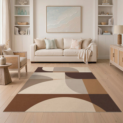 Modern Geometric Brown Tan Area Rug