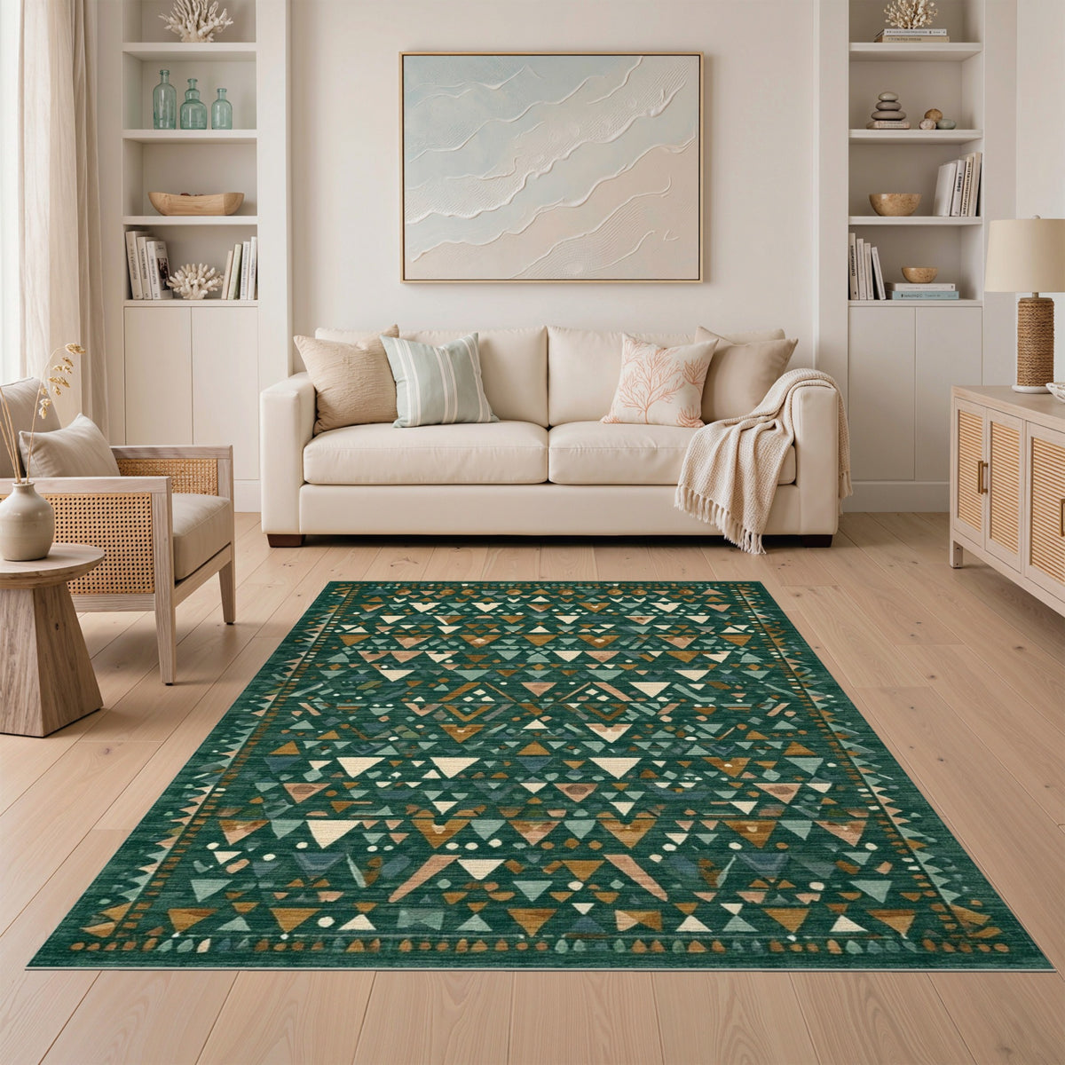 Green Heritage Tribal Green Heritage Tribal Geometric Area Rug