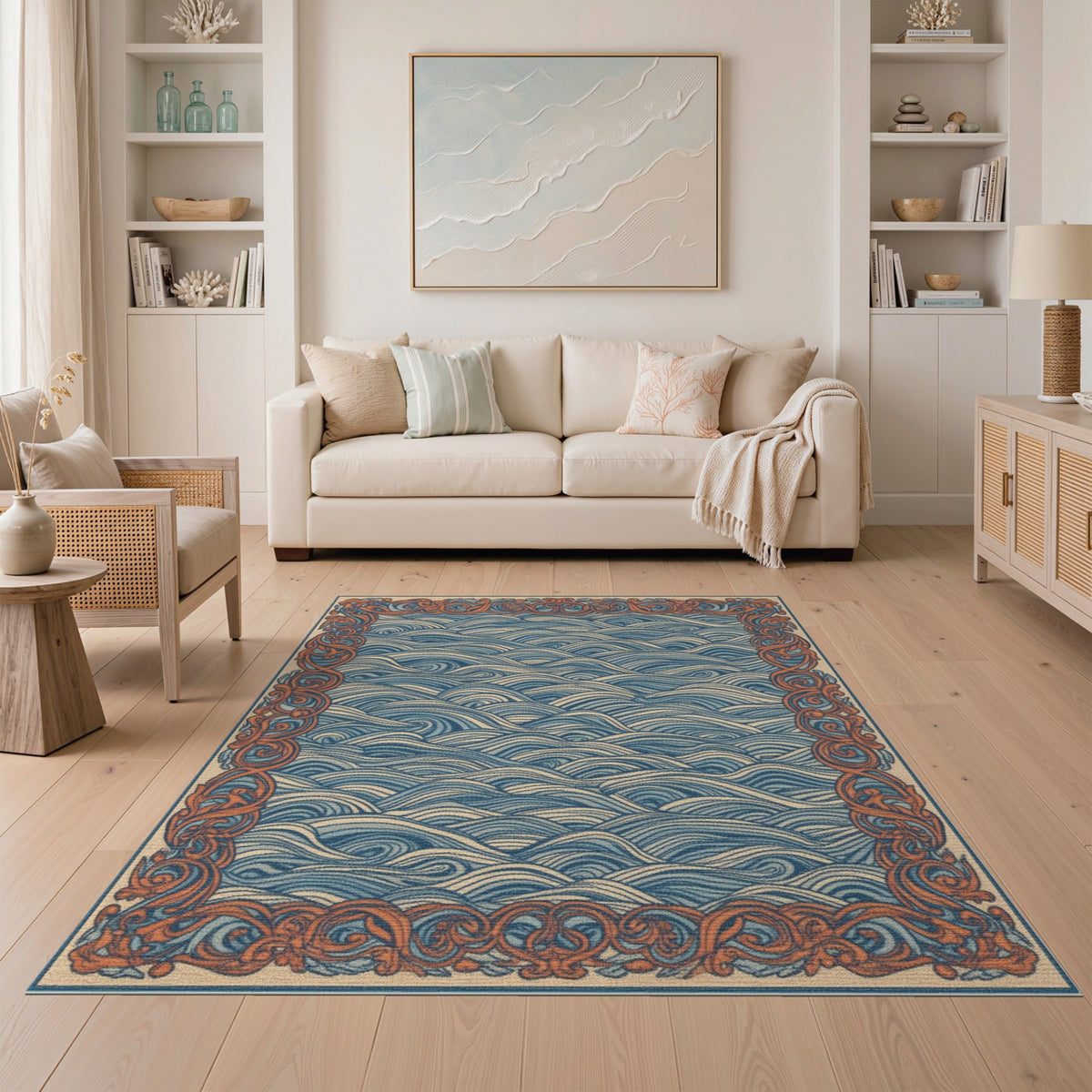 Blue Wave Coastal Area Rug