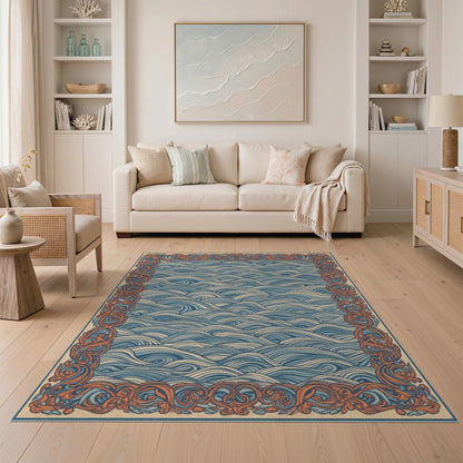 Blue Wave Coastal Area Rug