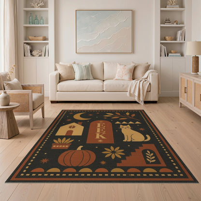 EEK Halloween Cat Pumpkin Area Rug