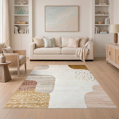 Abstract Neutral Beige Area Rug