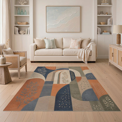 Multi-color and Patterns Abstract Geometric Arch Area Rug