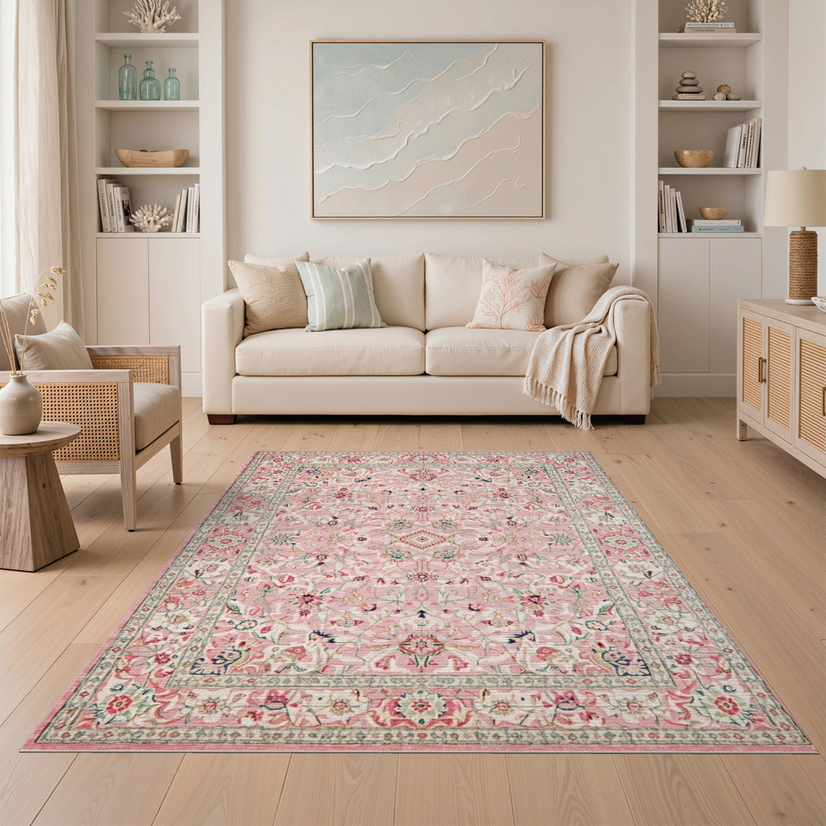 Blush Pink Floral Vintage No. 100 Area Rug
