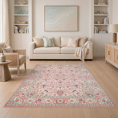 Blush Pink Floral Vintage No. 100 Area Rug