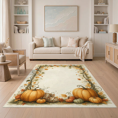 Orange Autumn Pumpkin Harvest Orange Area Rug