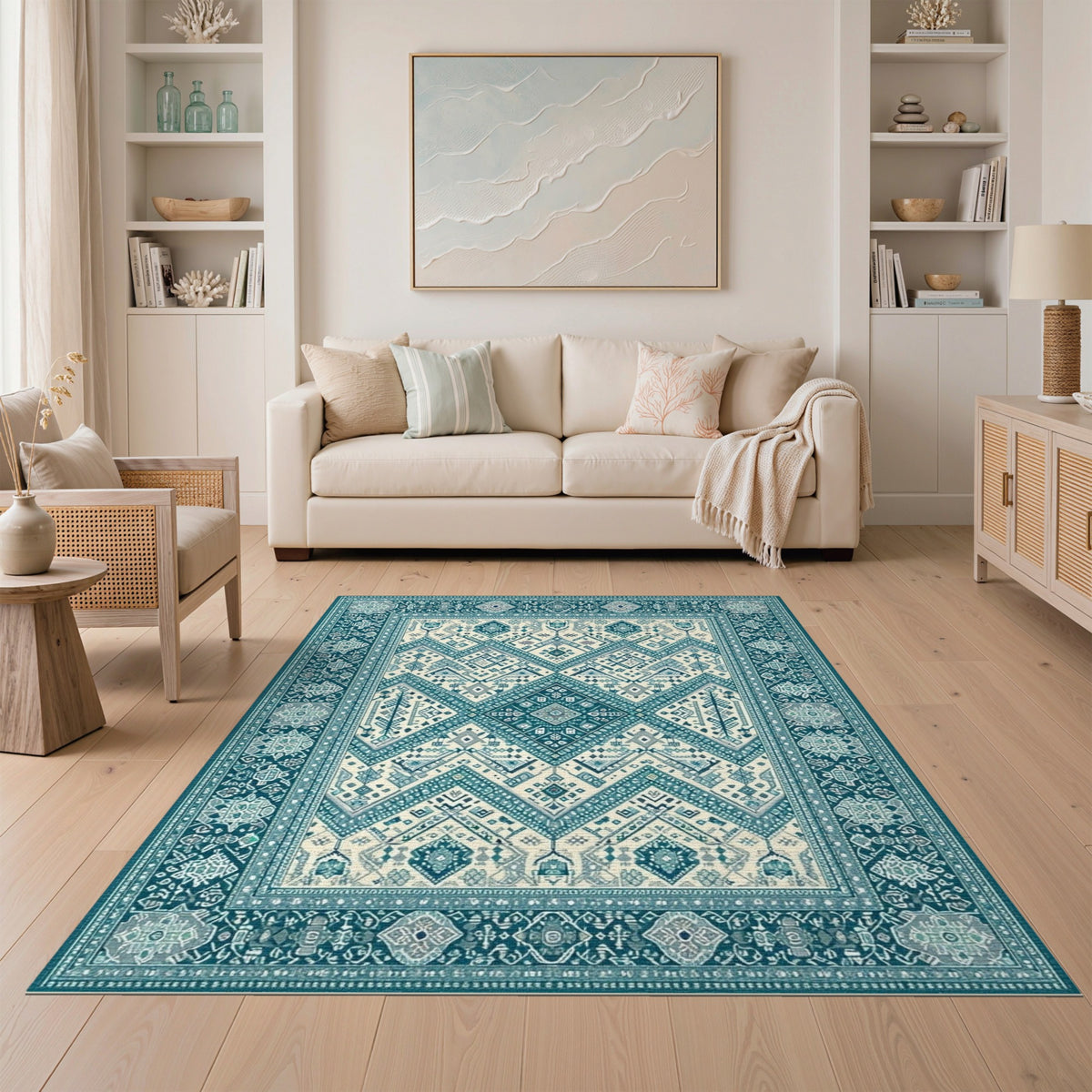 Blue Teal Heritage Tribal No. 10 Area Rug