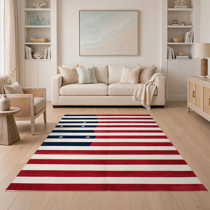 Multi-color and Patterns American Flag Washable Area Rug