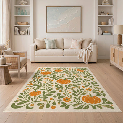 Pumpkin Orange Pumpkin Vine Area Rug