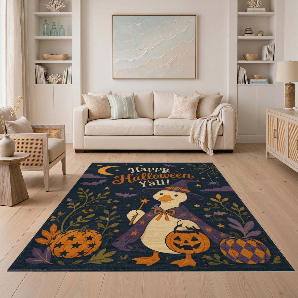 Happy Halloween Duck Witch Area Rug