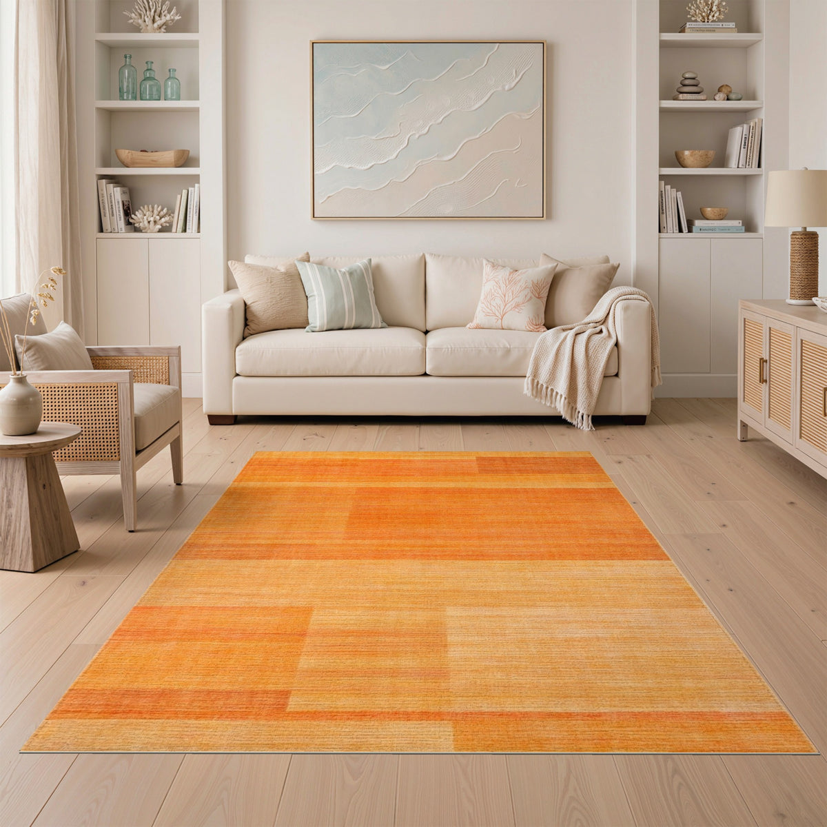 Geometric Modern Orange Gradient Geometric Area Rug