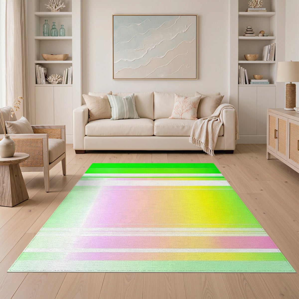 Stripe Multi-color and Patterns Vibrant Multi-Color Geometric Stripe Area Rug