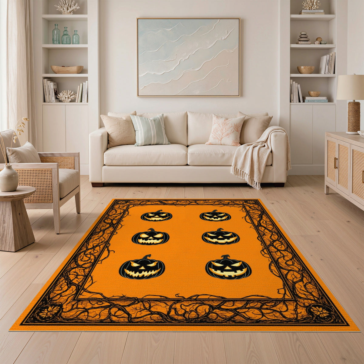 Jack-o'-Lantern Halloween Orange Area Rug
