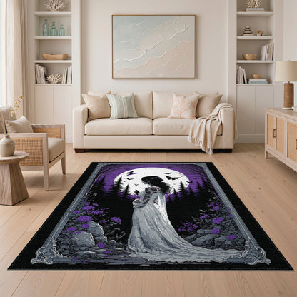 Purple Moonlit Forest Washable Area Rug