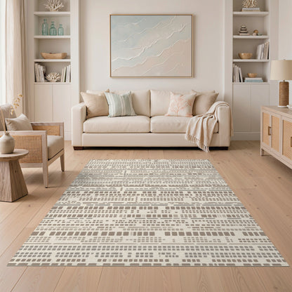 Geometric Modern Striped Beige Geometric Striped Area Rug