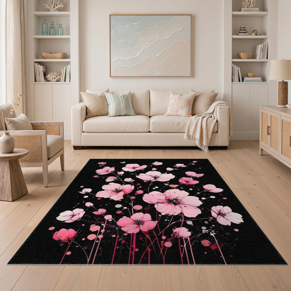Pink Floral Vintage Washable No. 21 Area Rug