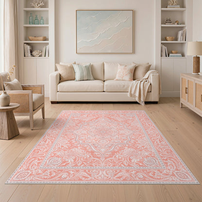 Pink Persian Medallion Area Rug