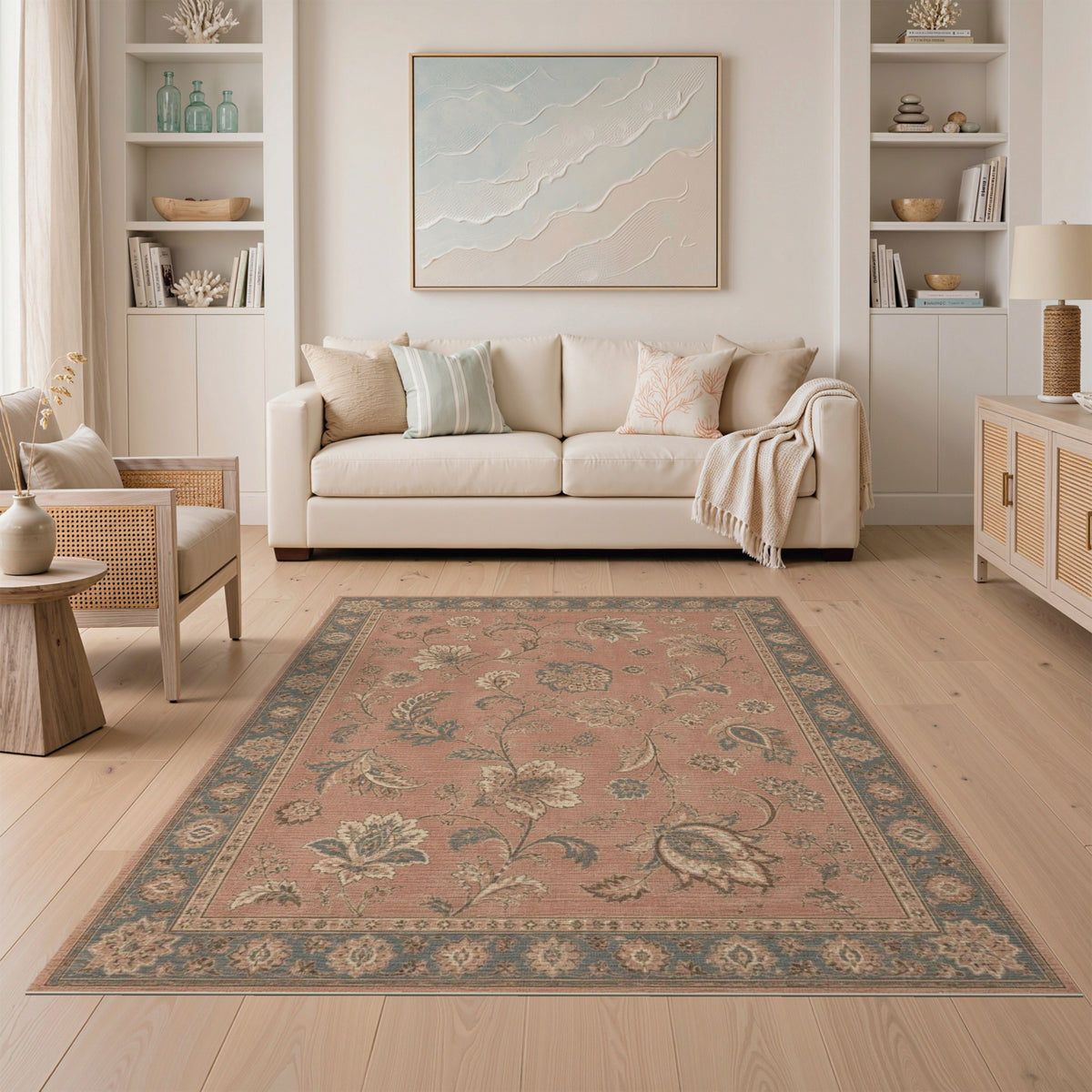 Pink Vintage Floral Vintage Area Rug