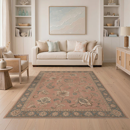Pink Vintage Floral Vintage Area Rug