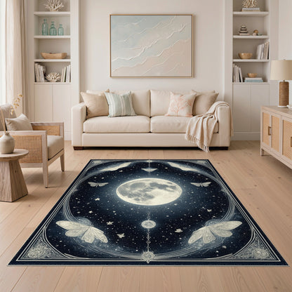 Moonlit Moth Celestial Area Rug