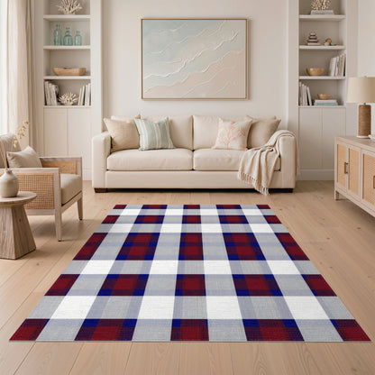 Red Blue Buffalo Check Area Rug