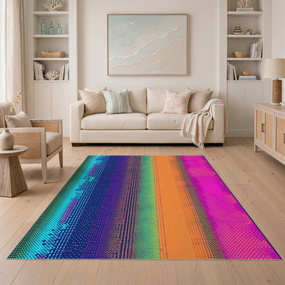 Vibrant Striped Dot Geometric Area Rug