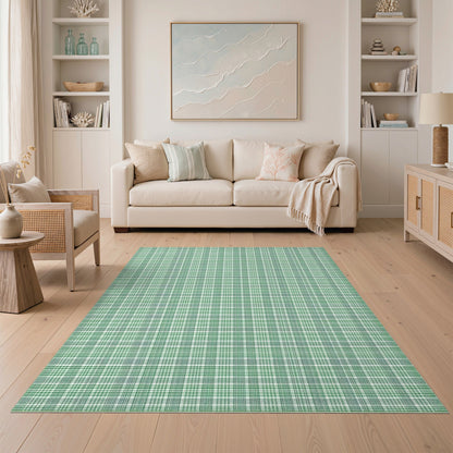 Checkered Green Checkered Geometric Area Rug