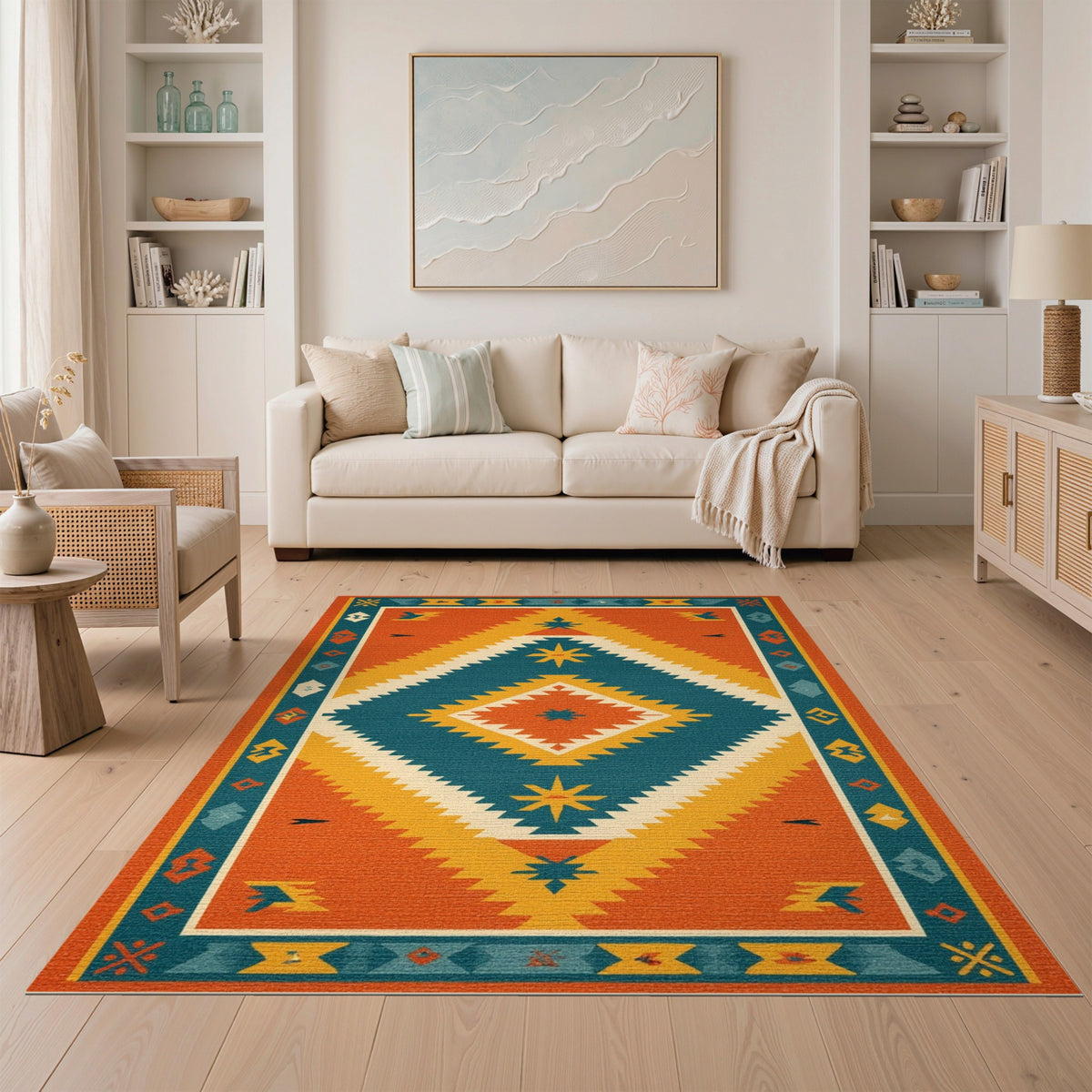 Southwestern Orange Geometric No. 10 Area Rug