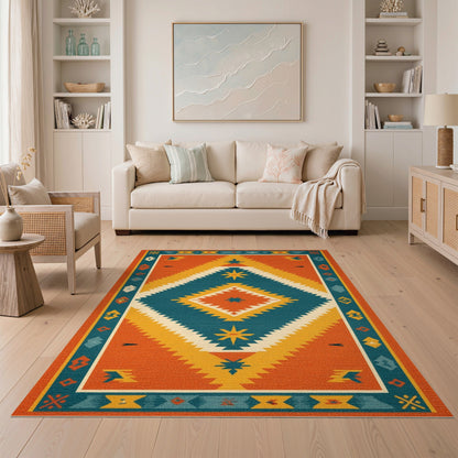 Southwestern Orange Geometric No. 10 Area Rug