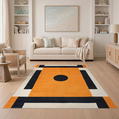 Geometric Modern Bold Orange Geometric Circle Area Rug
