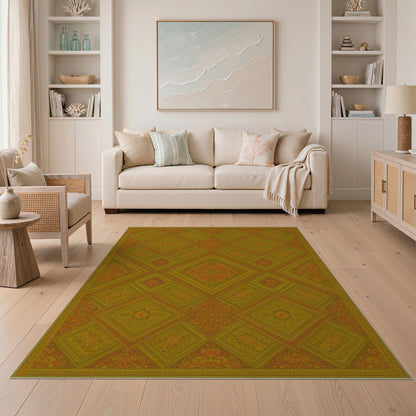 ODIKA Olive Green Diamond Persian Rug