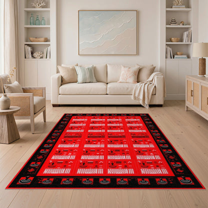 Red Retro Arcade Joystick Area Rug