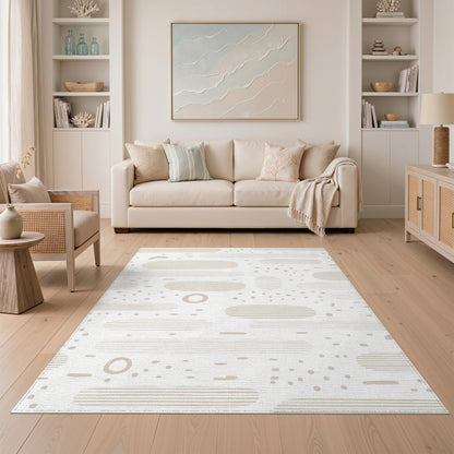 Beige Abstract Linework Area Rug