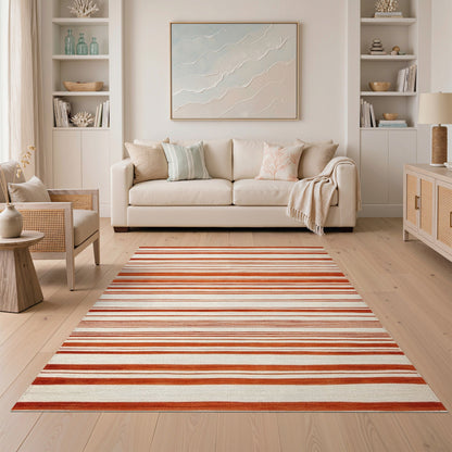 Orange Striped Orange Striped Geometric Area Rug