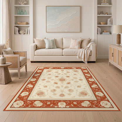 Red Floral Vintage Area Rug