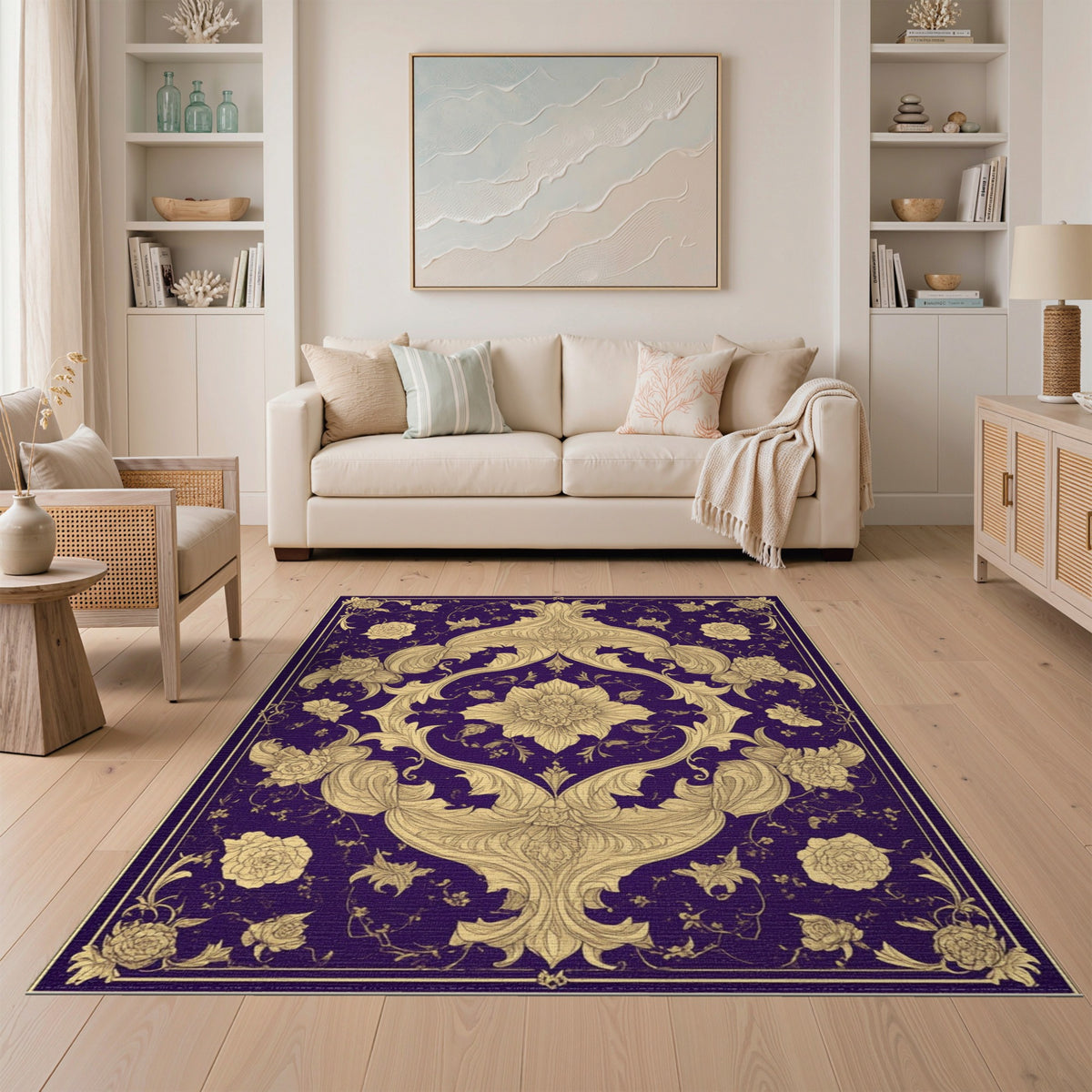 Purple Floral Vintage Area Rug