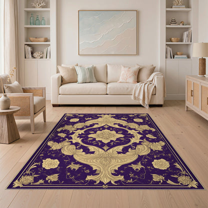 Purple Floral Vintage Area Rug