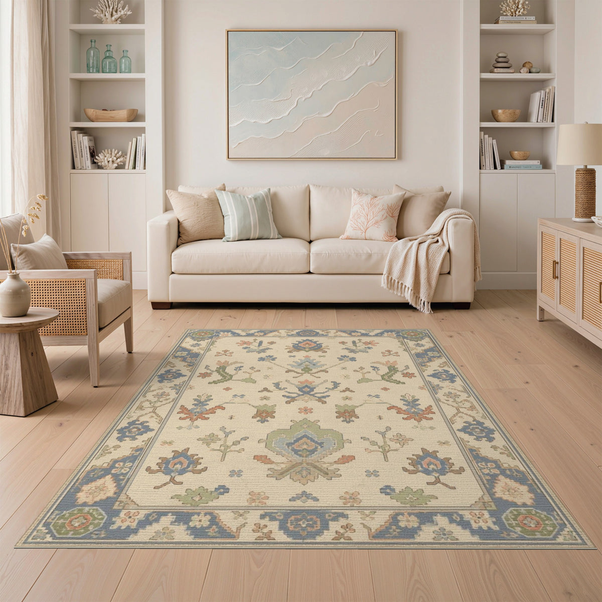 Beige Persian Floral Medallion Rug