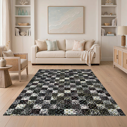 Multi-Color Checkered Geometric Area Rug