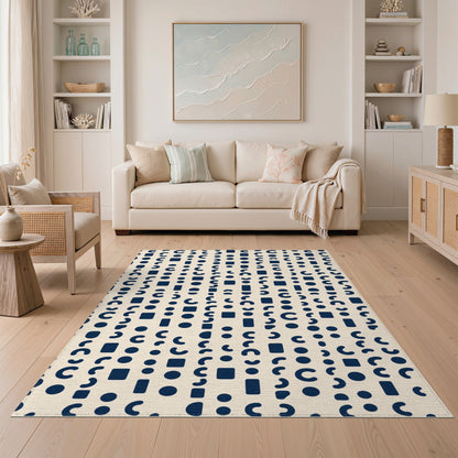 Navy Geometric Area Rug