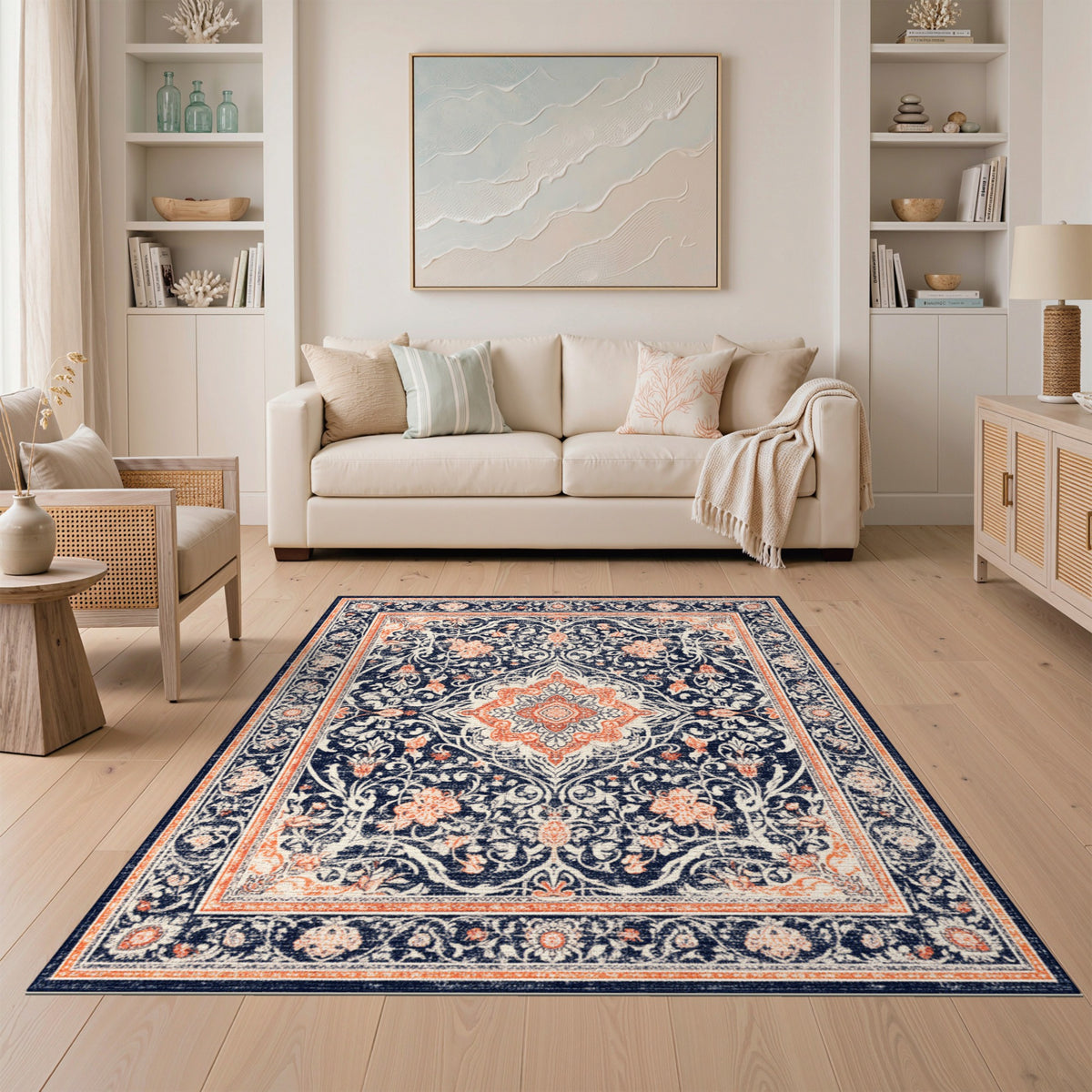 Navy Blue Floral Vintage No. 11 Area Rug