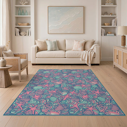 Pink Starfish Coastal Area Rug