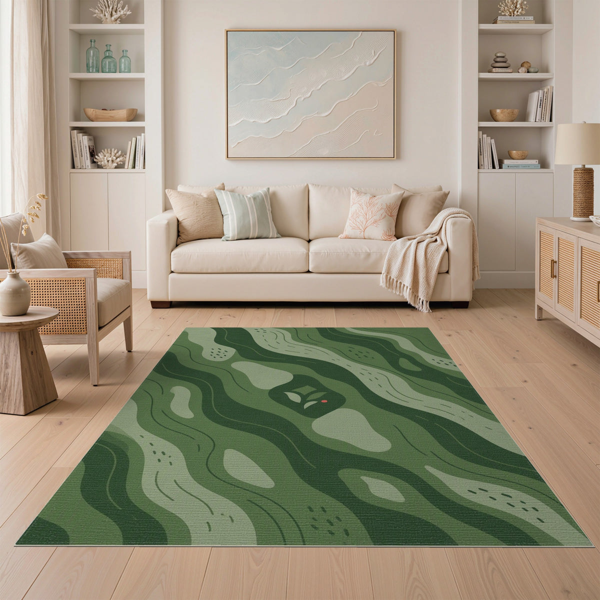 Green Abstract Area Green Wave Abstract Area Rug