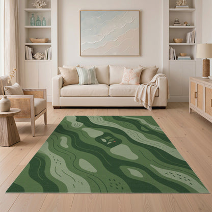Green Abstract Area Green Wave Abstract Area Rug