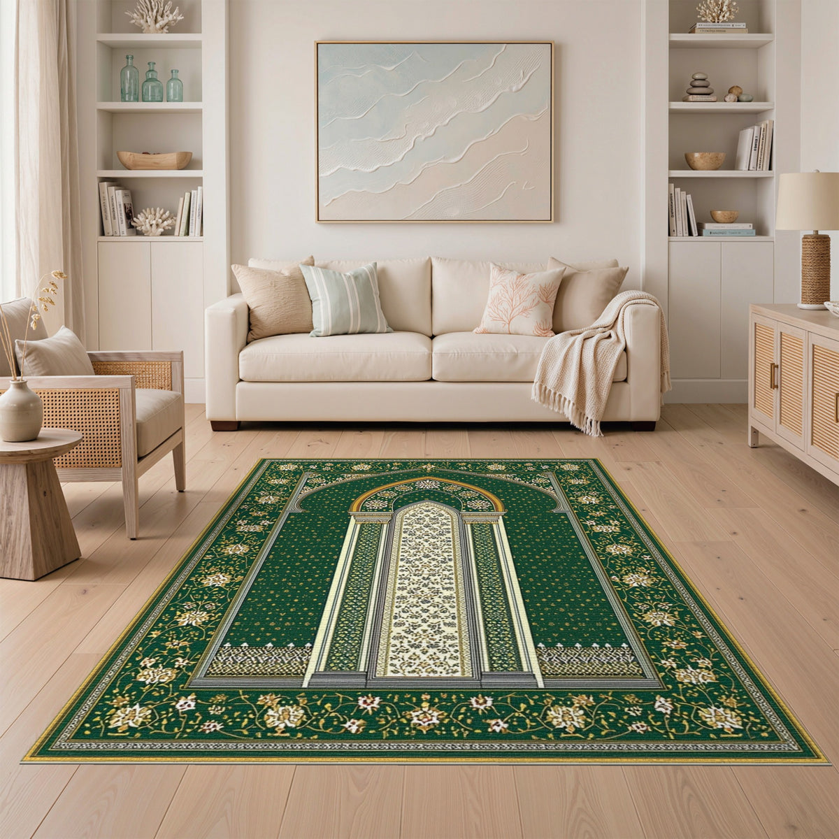 Traditional Persian Green Persian Arch Floral Area Rug